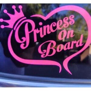 Princess on Board Heart Car Decal sticker